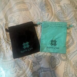 Rustic Cuff dust bags jewelry necklace earrings bags Black Turquoise Set of 2